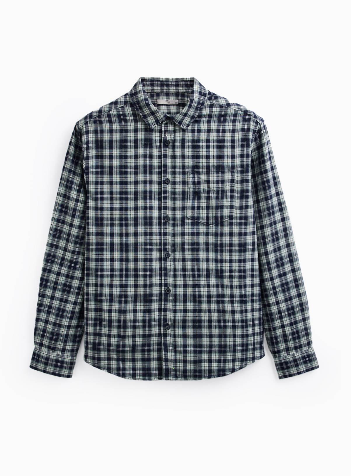 Green Check Brushed Cotton Shirt XXXXL - Image 3