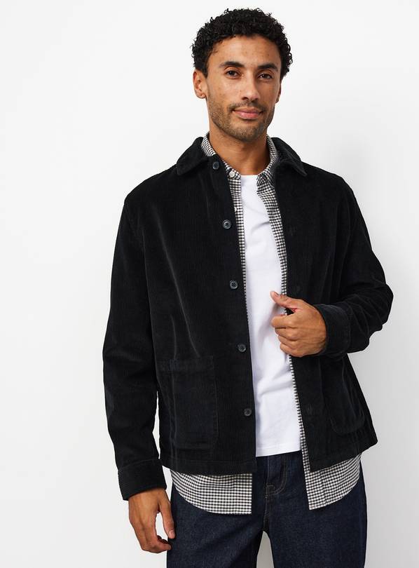Black Pure Cotton Corduroy Regular Fit Overshirt XXXL