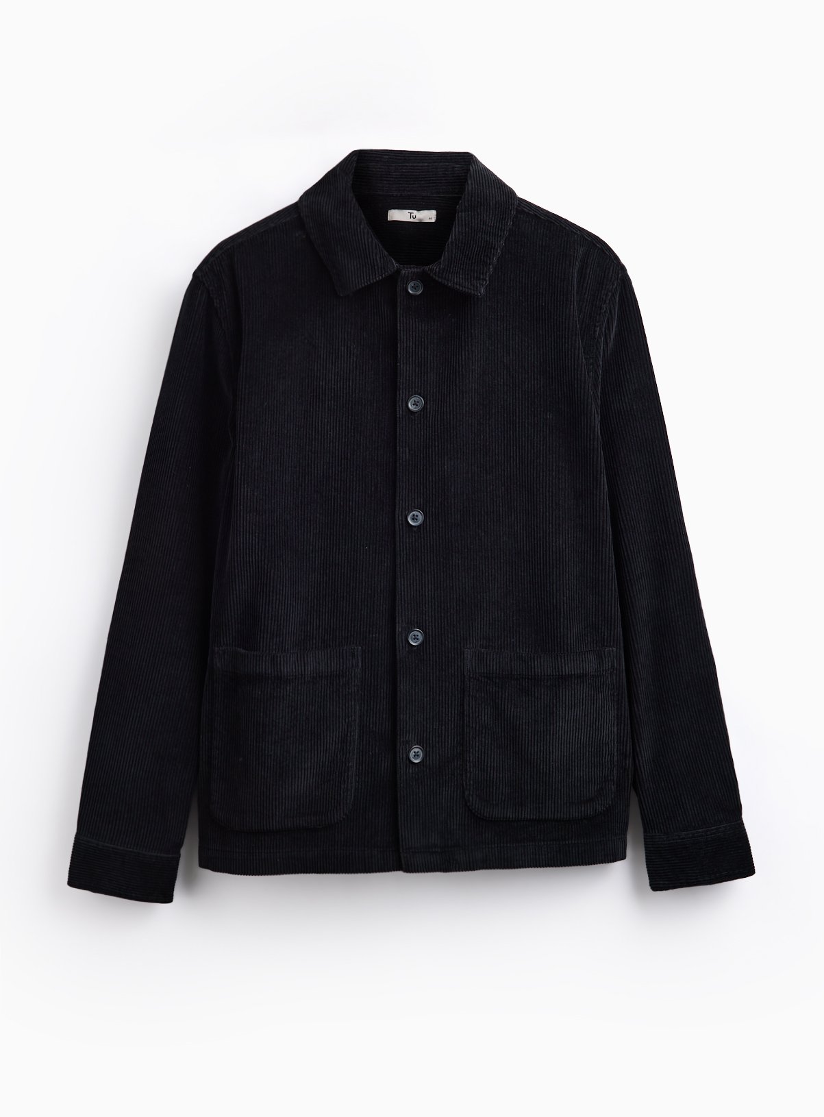 Black Pure Cotton Corduroy Regular Fit Overshirt XL - Image 3 thumbnail