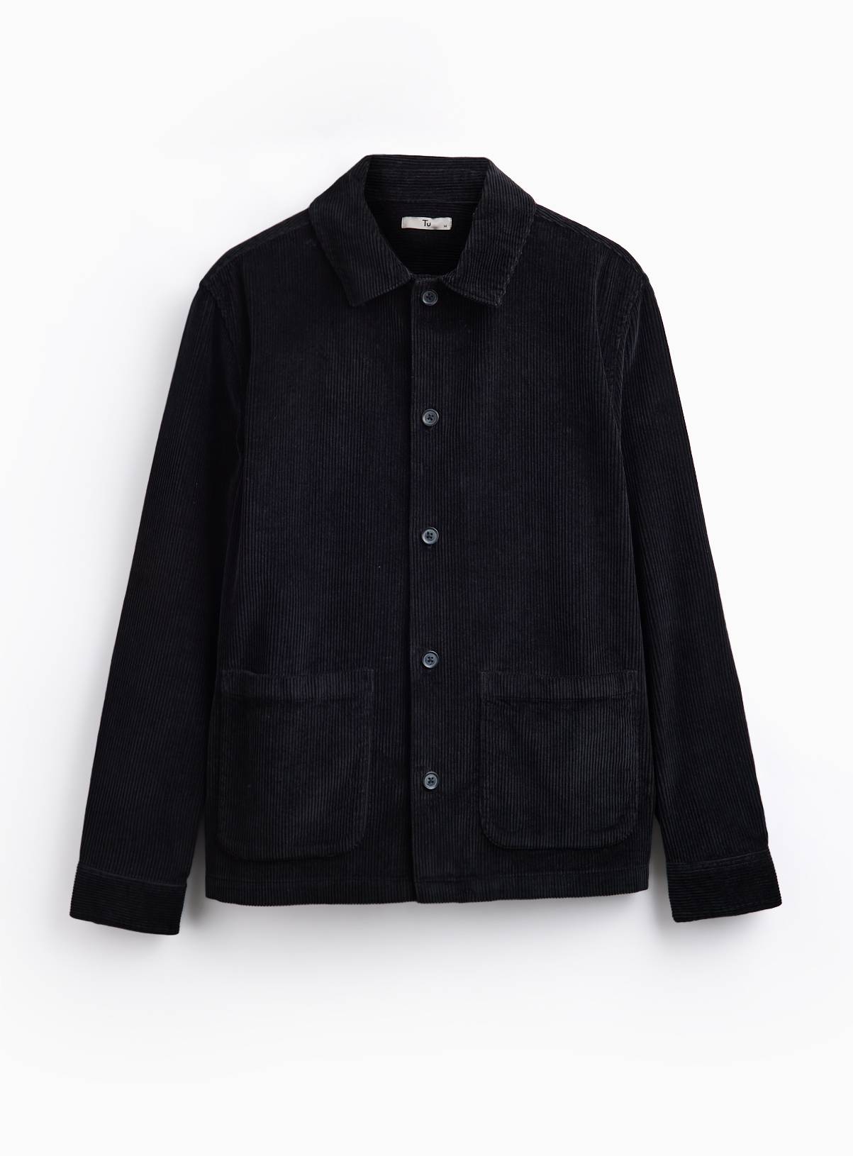 Black Pure Cotton Corduroy Regular Fit Overshirt XL - Image 3
