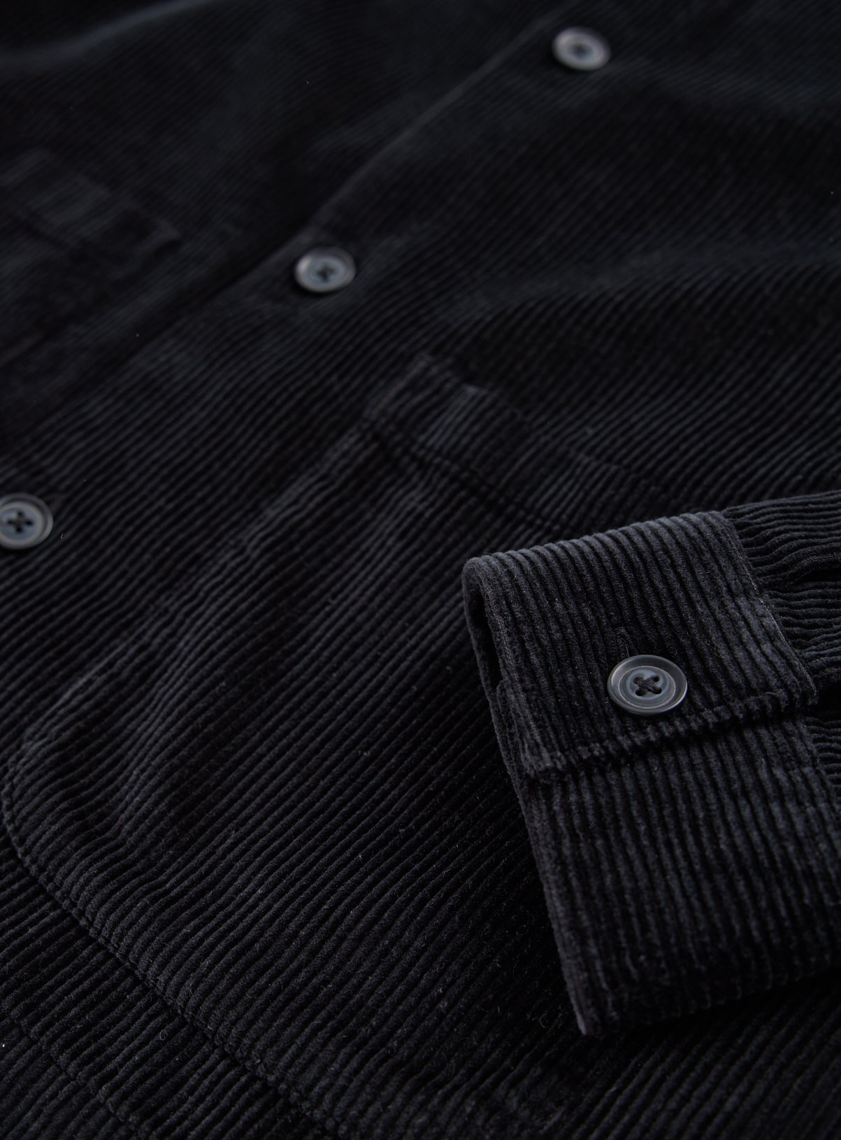 Black Pure Cotton Corduroy Regular Fit Overshirt XL - Image 4 thumbnail