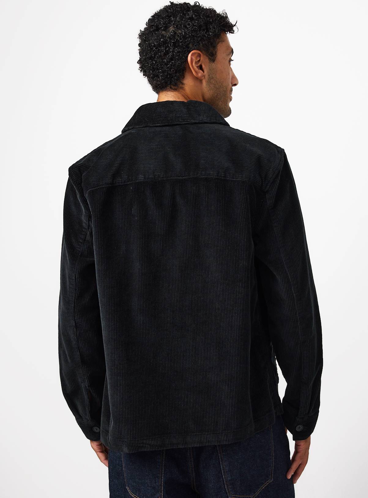 Black Pure Cotton Corduroy Regular Fit Overshirt XL - Image 5