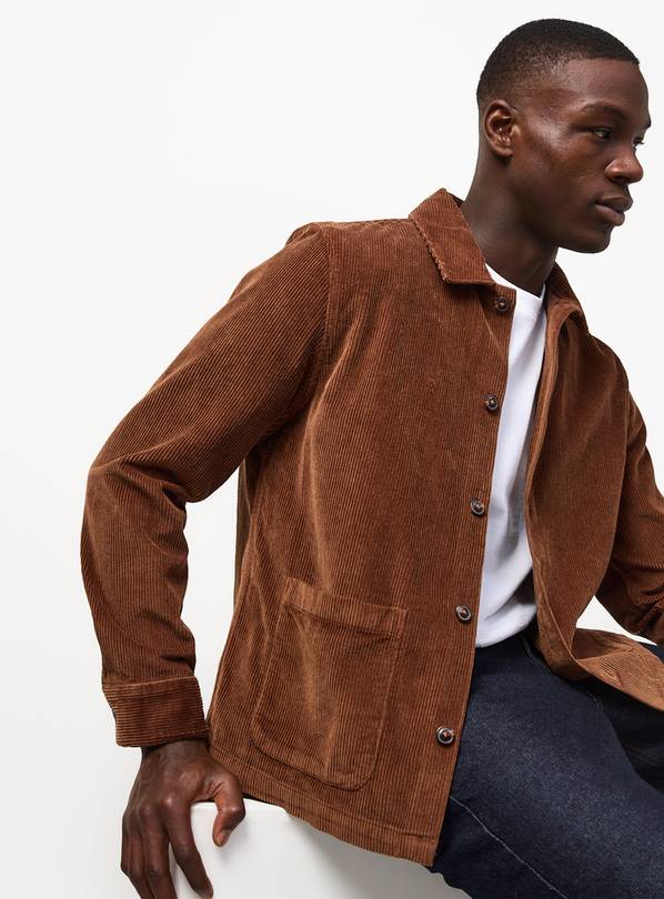 Brown Pure Cotton Corduroy Regular Fit Overshirt XXXXL