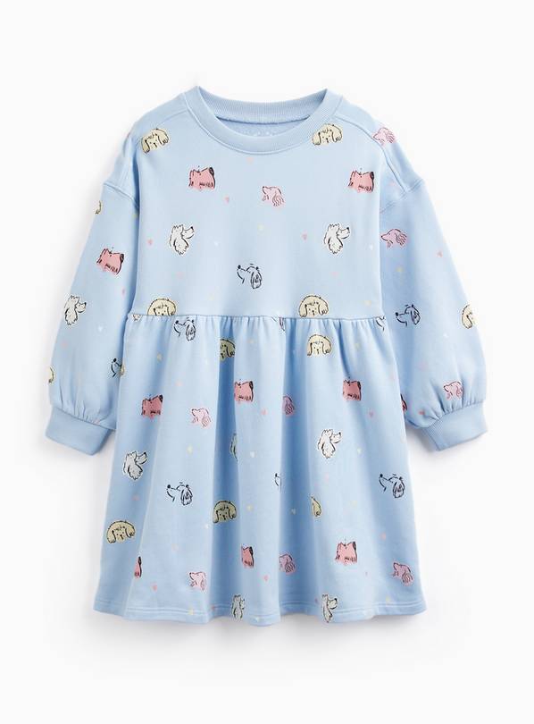 Blue Dog Print Sweatshirt Dress 6-7 years
