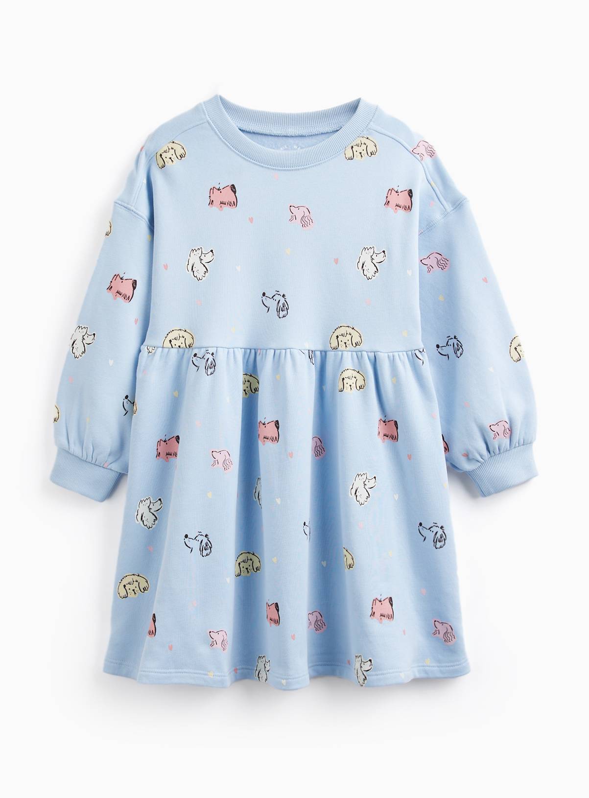 Blue Dog Print Sweatshirt Dress 7-8 years - Image 1