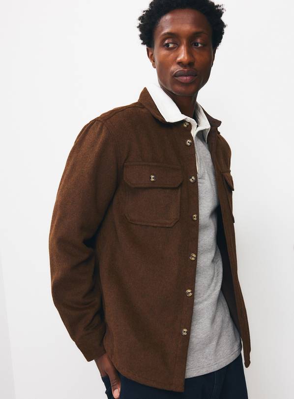 Brown Brushed Double Pocket Overshirt XXXXL