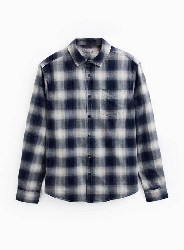 Blurred Black & White Check Brushed Cotton Shirt XXXXL