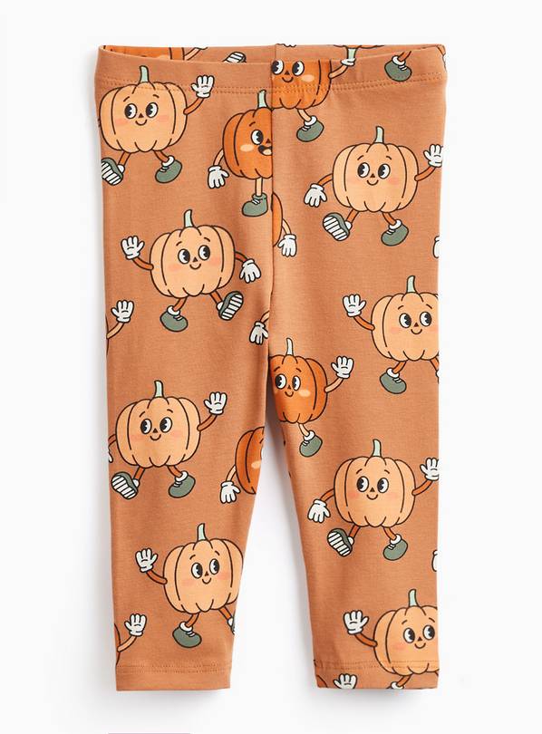 Orange Halloween Pumpkin Print Leggings 3-6 months