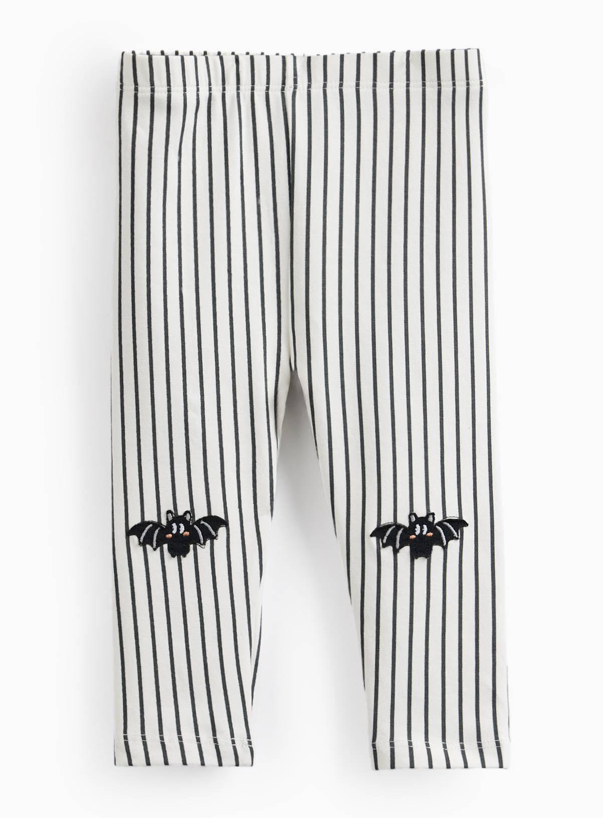 White Stripe Print Bat Patch Leggings 3-6 months - Image 1