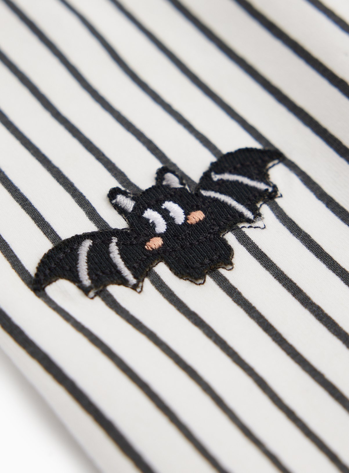 White Stripe Print Bat Patch Leggings 3-6 months - Image 2 thumbnail