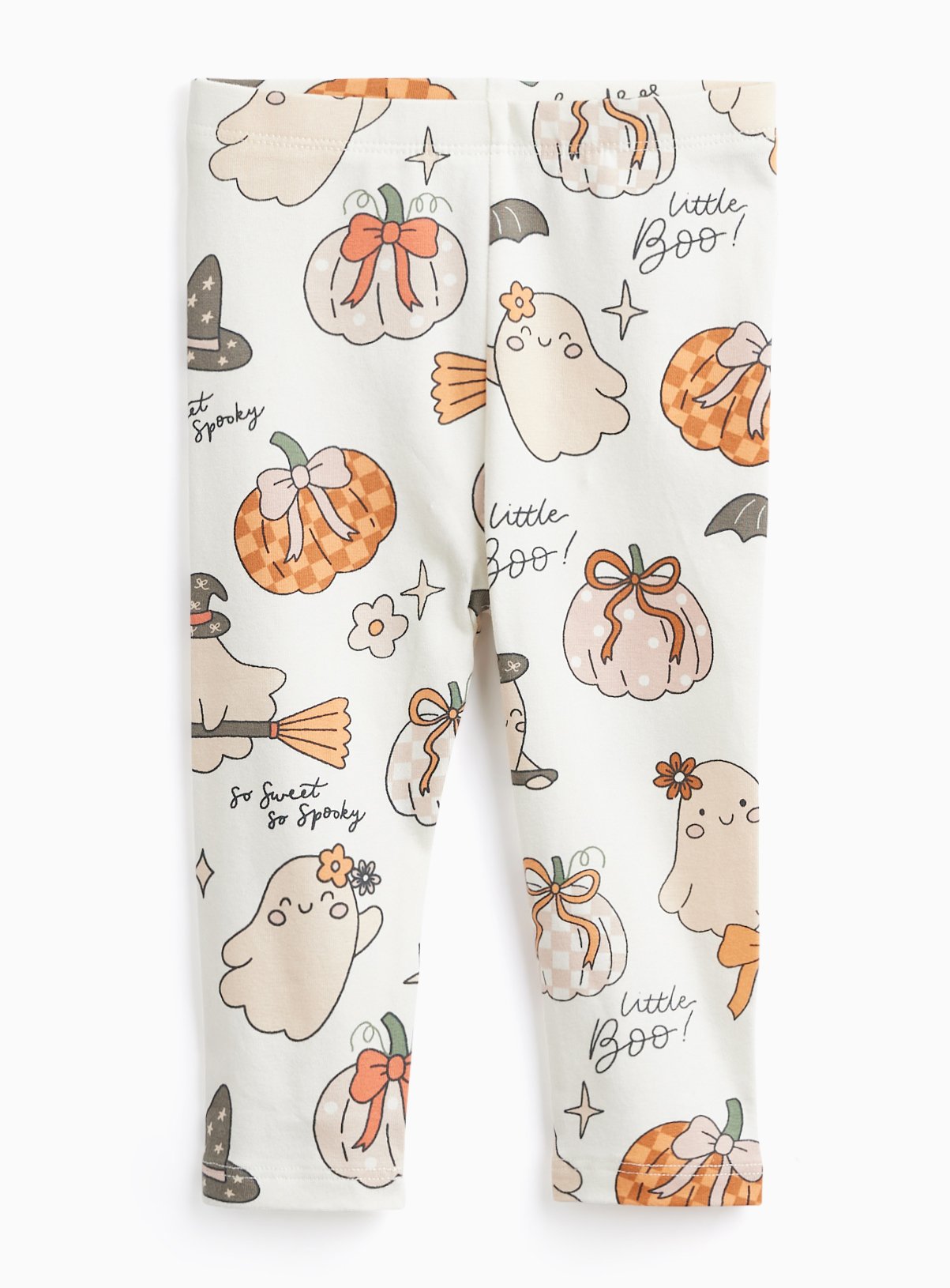 Cream Halloween Pumpkin & Ghost Print Leggings 9-12 months - Image 1 thumbnail