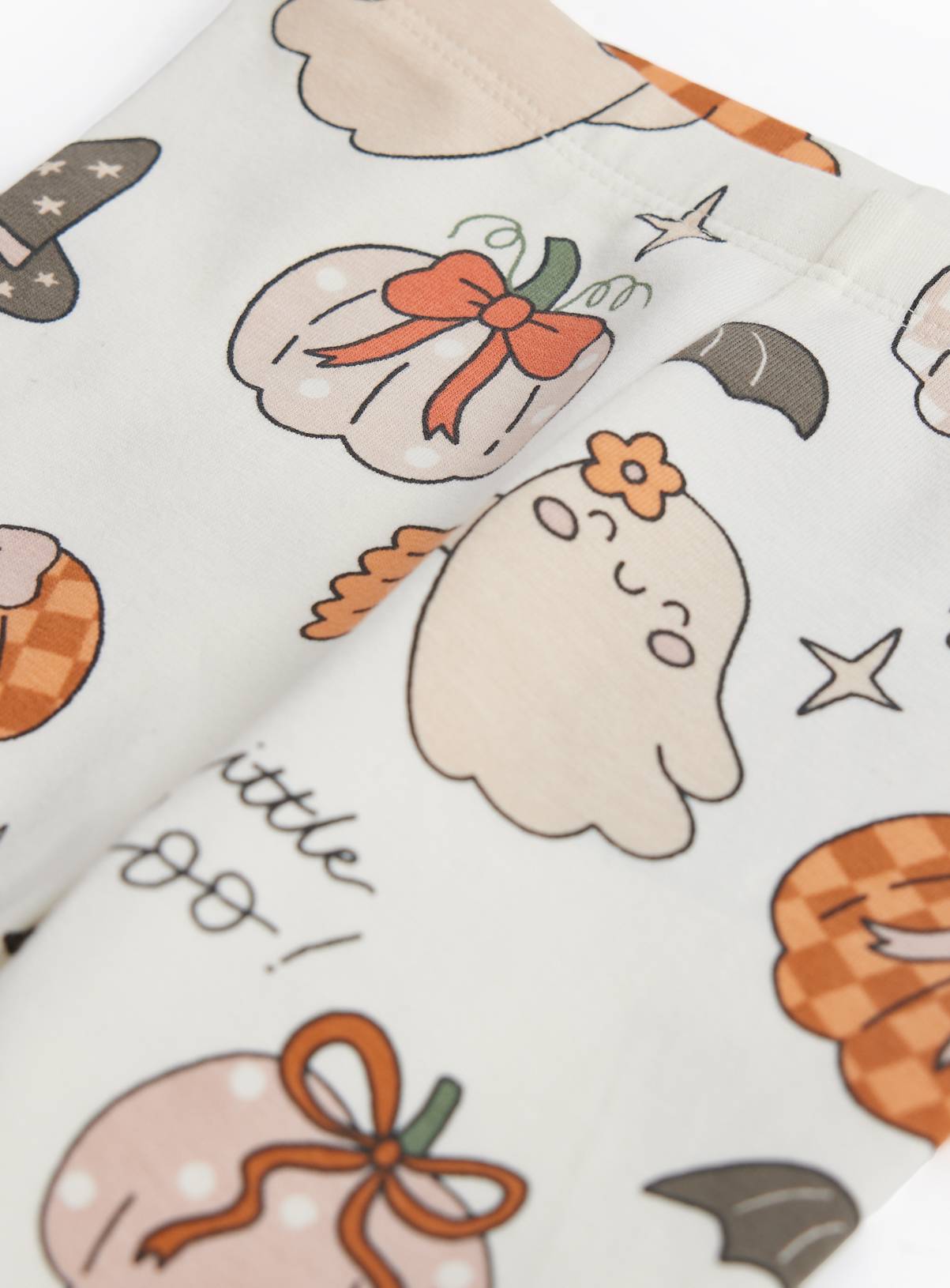 Cream Halloween Pumpkin & Ghost Print Leggings 9-12 months - Image 2