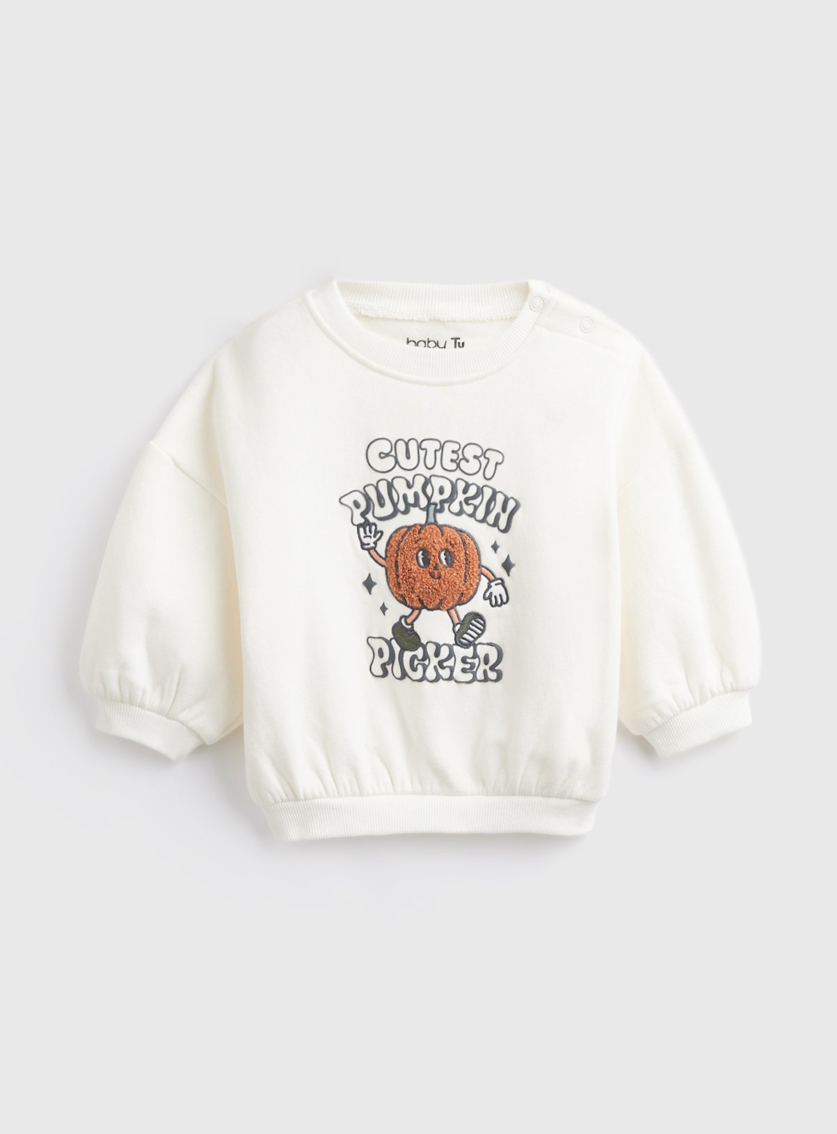 Cream Cutest Pumpkin Picker Halloween Graphic Sweatshirt  3-6 months - Image 1 thumbnail