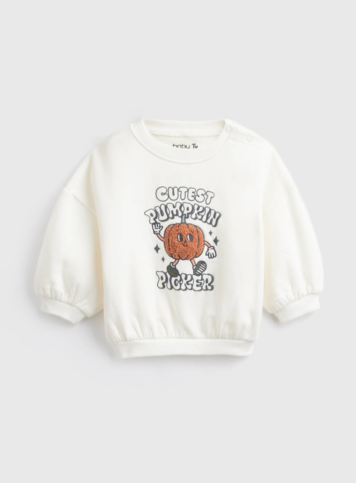 Cream Cutest Pumpkin Picker Halloween Graphic Sweatshirt  3-6 months - Image 1