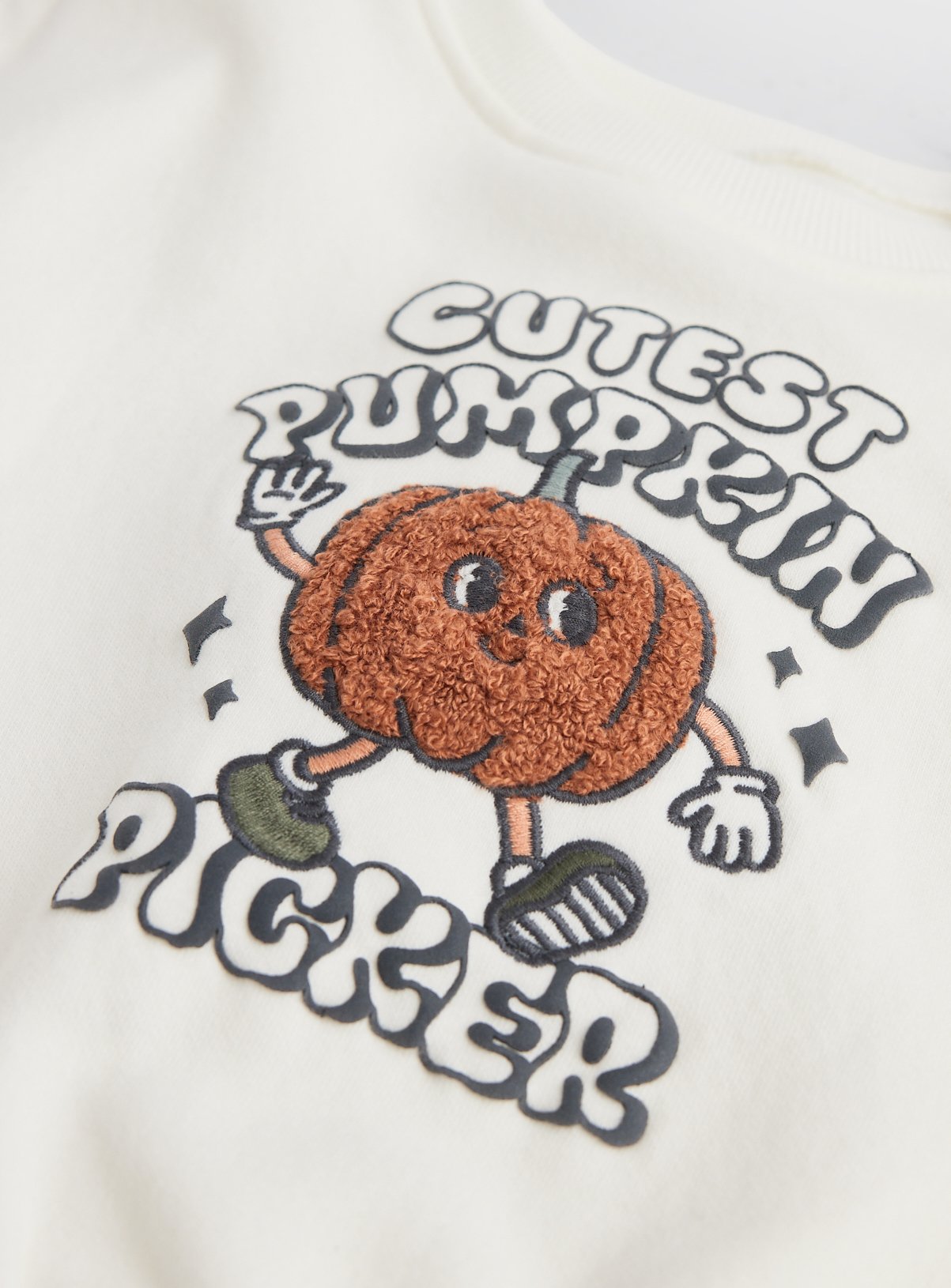 Cream Cutest Pumpkin Picker Halloween Graphic Sweatshirt  3-6 months - Image 2 thumbnail