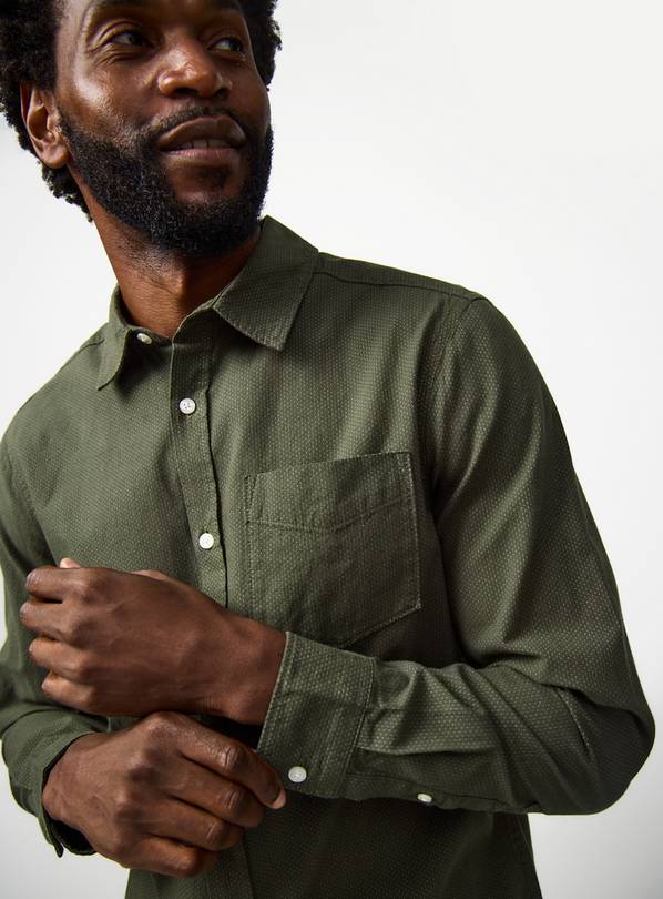 Khaki Pin Dot Long Sleeve Shirt XXXXL