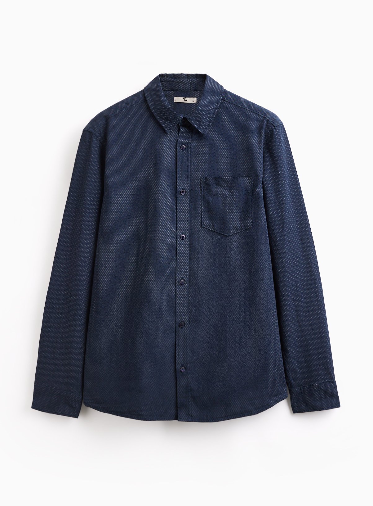 Navy Pin Dot Long Sleeve Shirt XXXL - Image 3 thumbnail