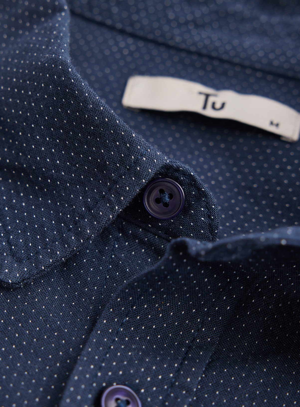 Navy Pin Dot Long Sleeve Shirt XXXL - Image 4 thumbnail