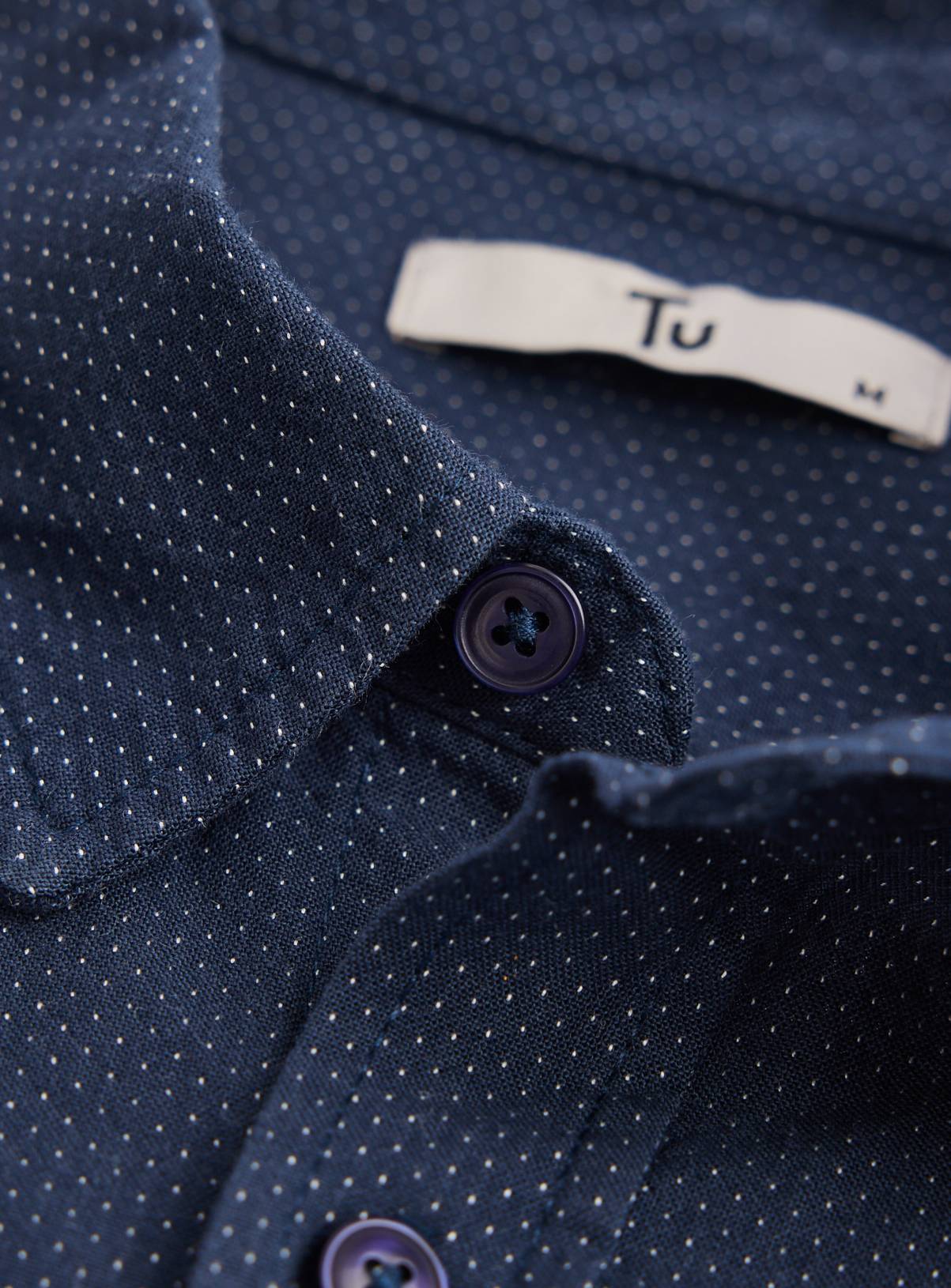 Navy Pin Dot Long Sleeve Shirt XXXL - Image 4
