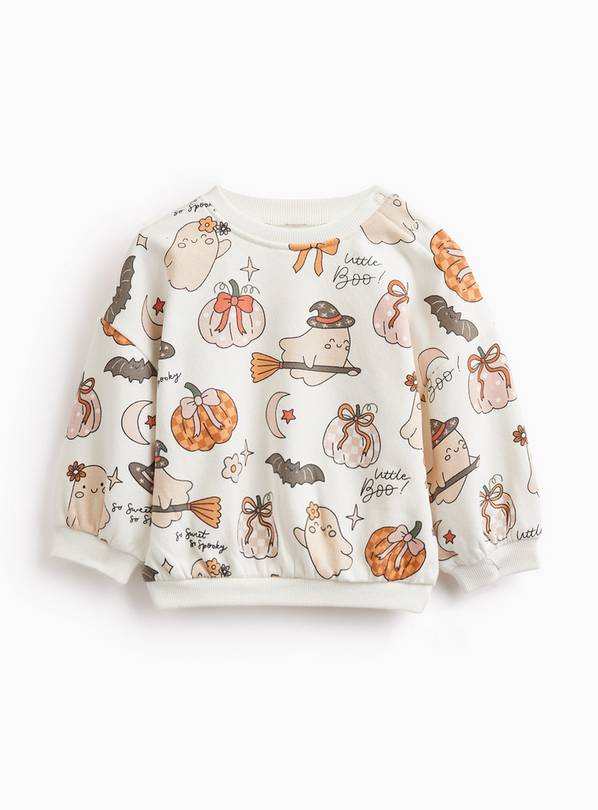 Cream Halloween Print Sweatshirt 2-3 years