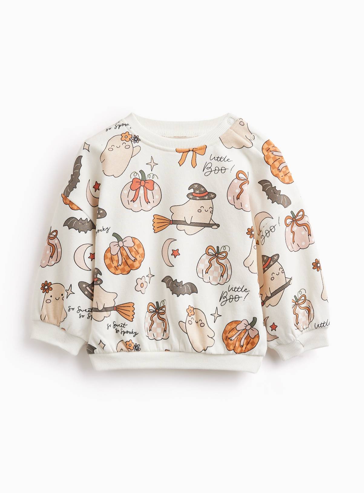 Cream Halloween Print Sweatshirt 3-6 months - Image 1