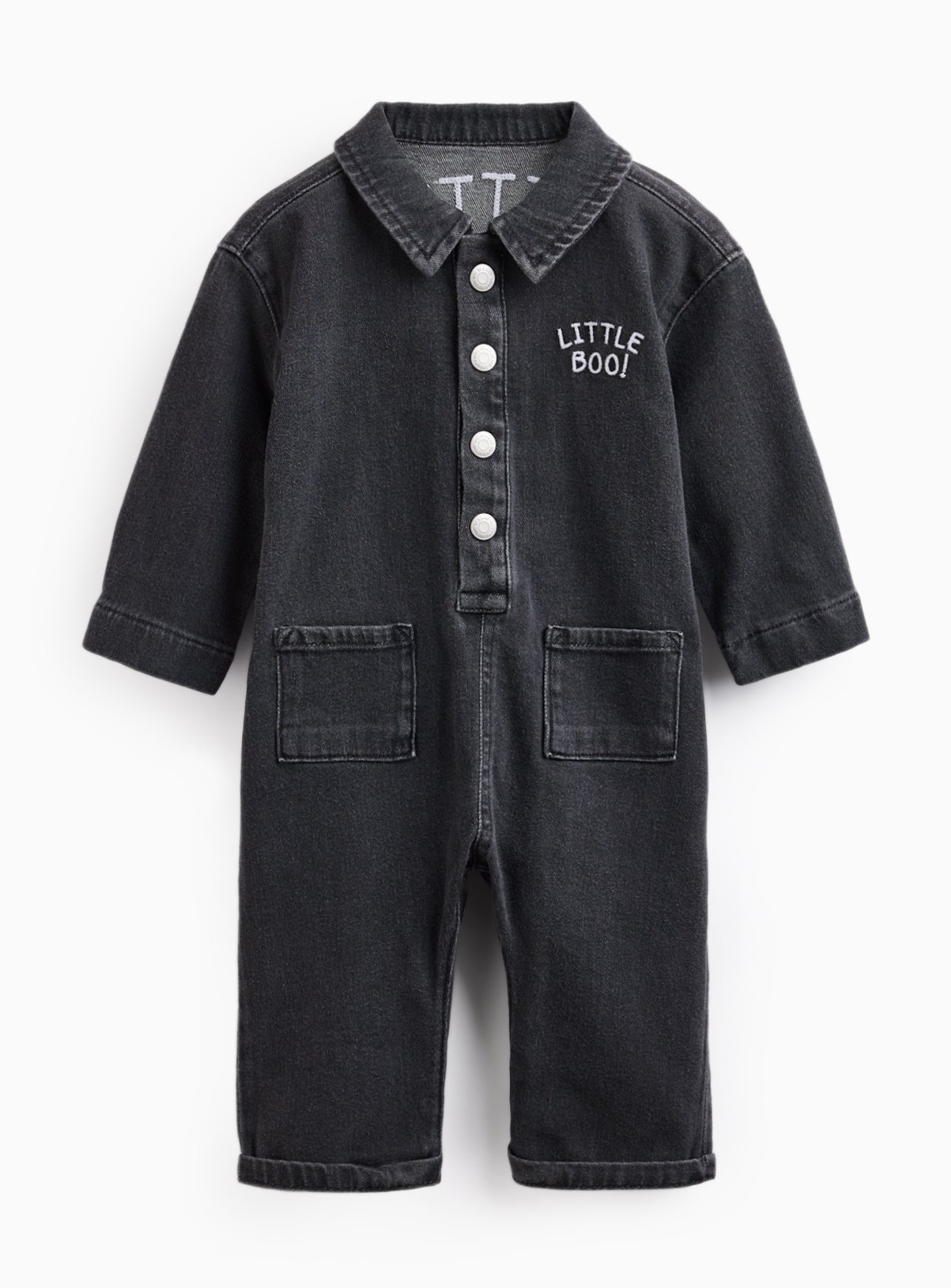 Halloween Little Boo Denim Romper Boilersuit 3-6 months - Image 1 thumbnail