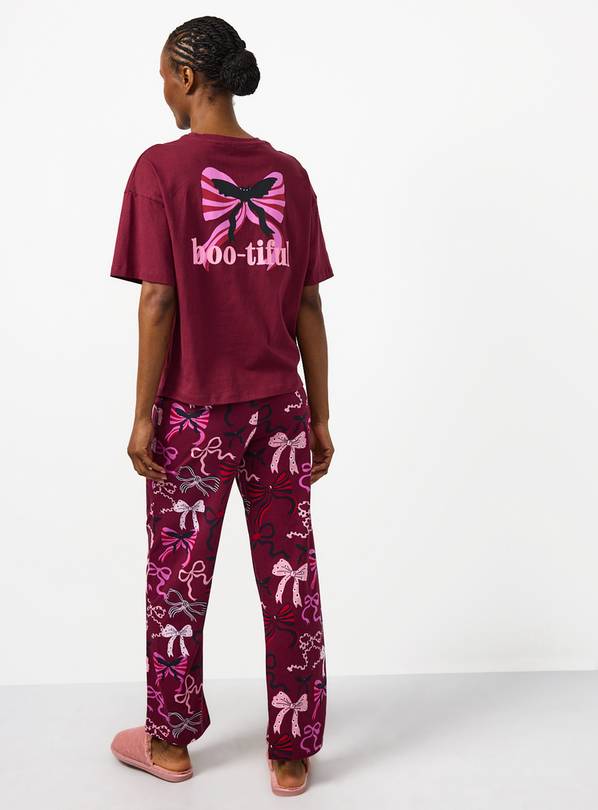Plum Halloween Bow Print Jersey Pyjamas XXL