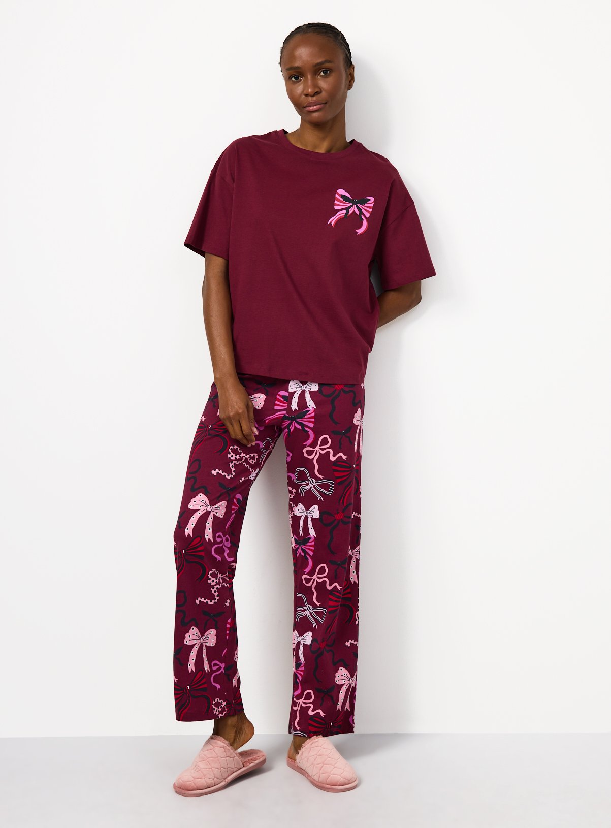 Plum Halloween Bow Print Jersey Pyjamas XXL - Image 2 thumbnail