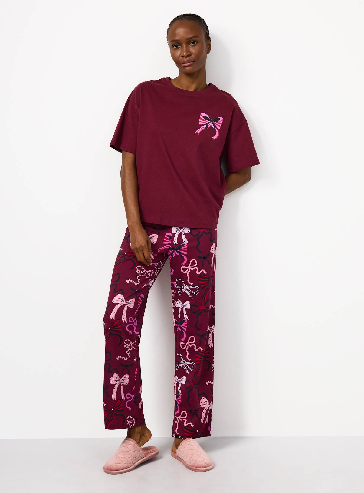 Plum Halloween Bow Print Jersey Pyjamas XXL - Image 2