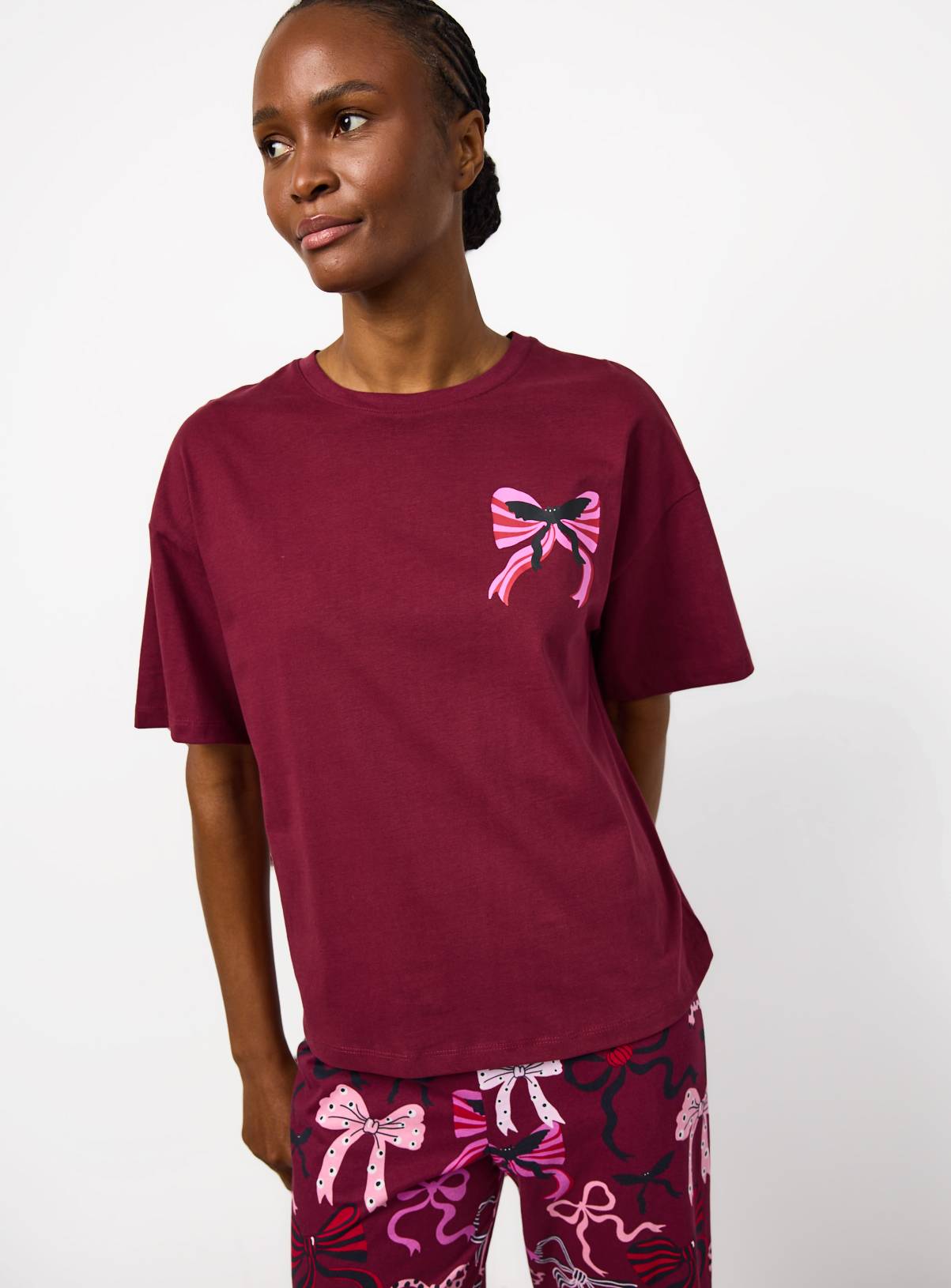 Plum Halloween Bow Print Jersey Pyjamas XXL - Image 4