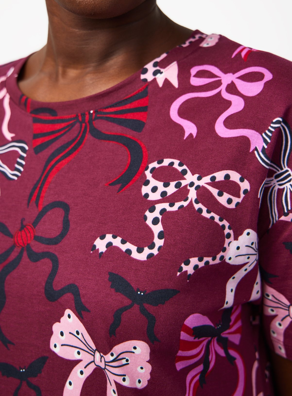 Plum Halloween Bow Print Sleep Tee M - Image 3 thumbnail