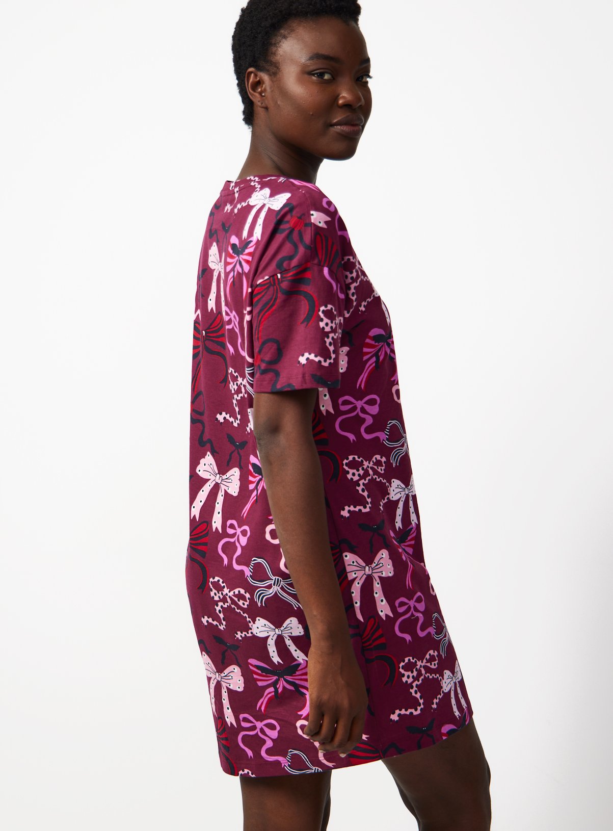 Plum Halloween Bow Print Sleep Tee M - Image 4 thumbnail