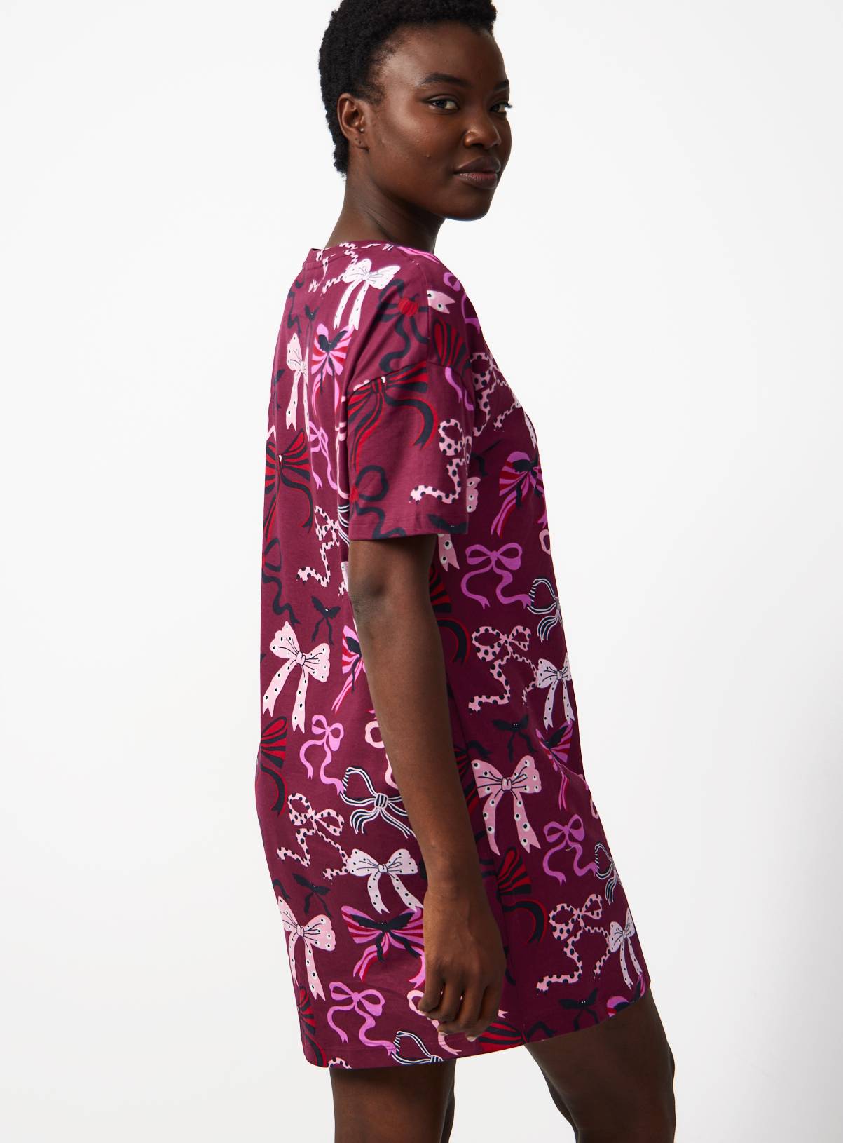 Plum Halloween Bow Print Sleep Tee M - Image 4