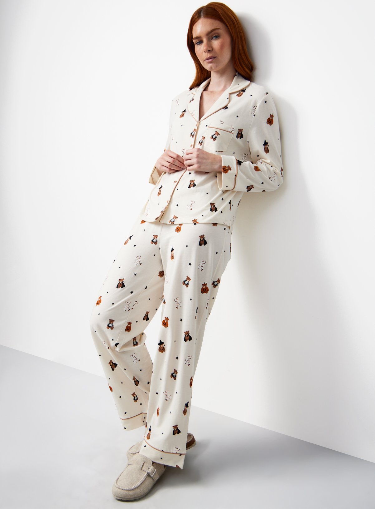 Cream Halloween Bears Print Traditional Pyjamas L - Image 2 thumbnail