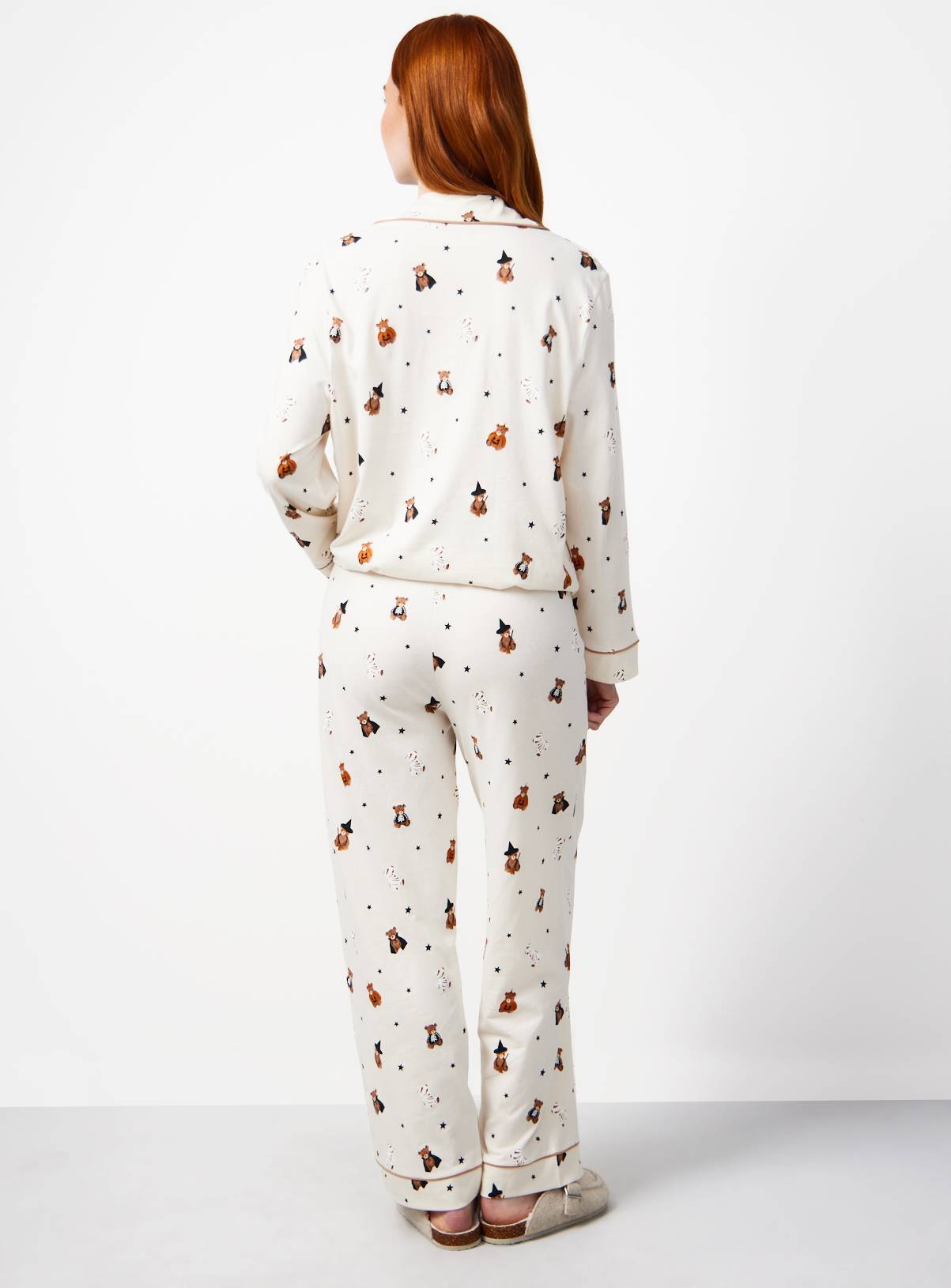 Cream Halloween Bears Print Traditional Pyjamas L - Image 4