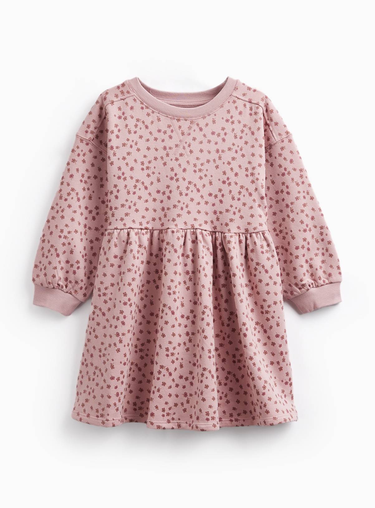 Pink Floral Print Sweat Dress 7-8 years - Image 1