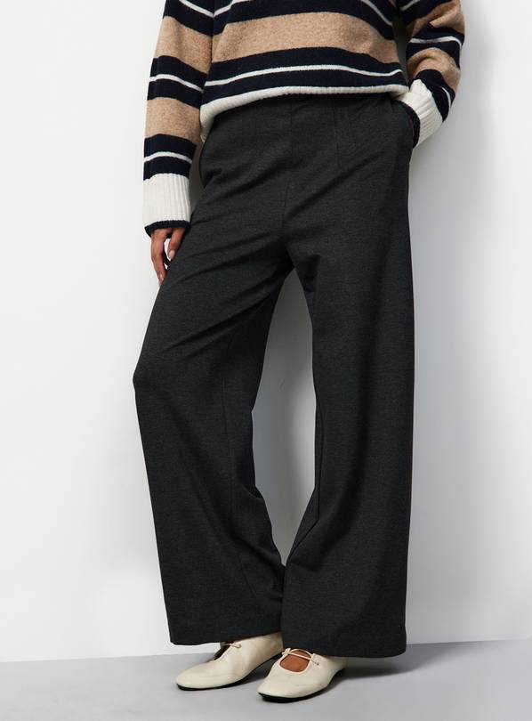 Charcoal Ponte Wide Leg Trousers  8R