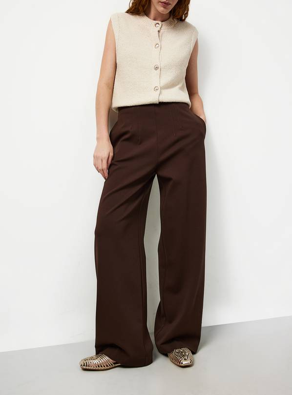 Brown Wide Leg Ponte Trousers 20S
