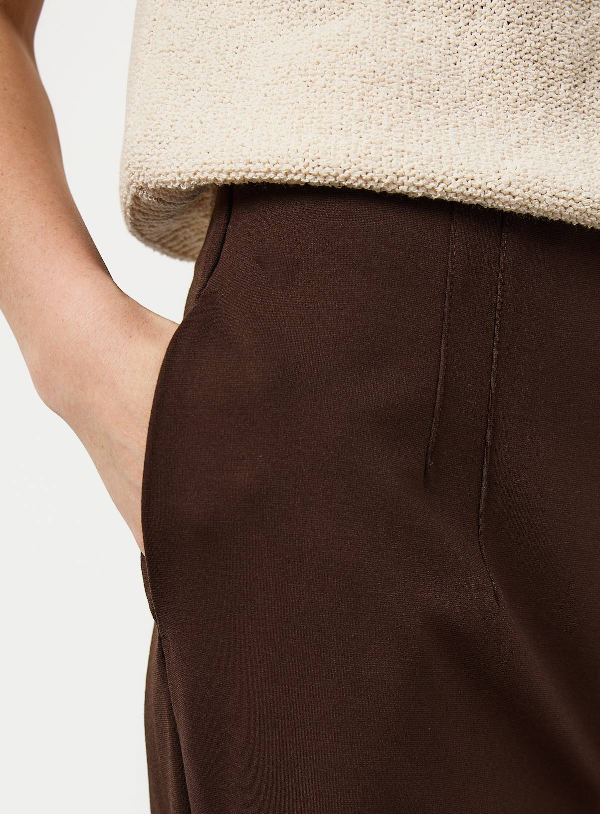 Brown Wide Leg Ponte Trousers 16R - Image 3