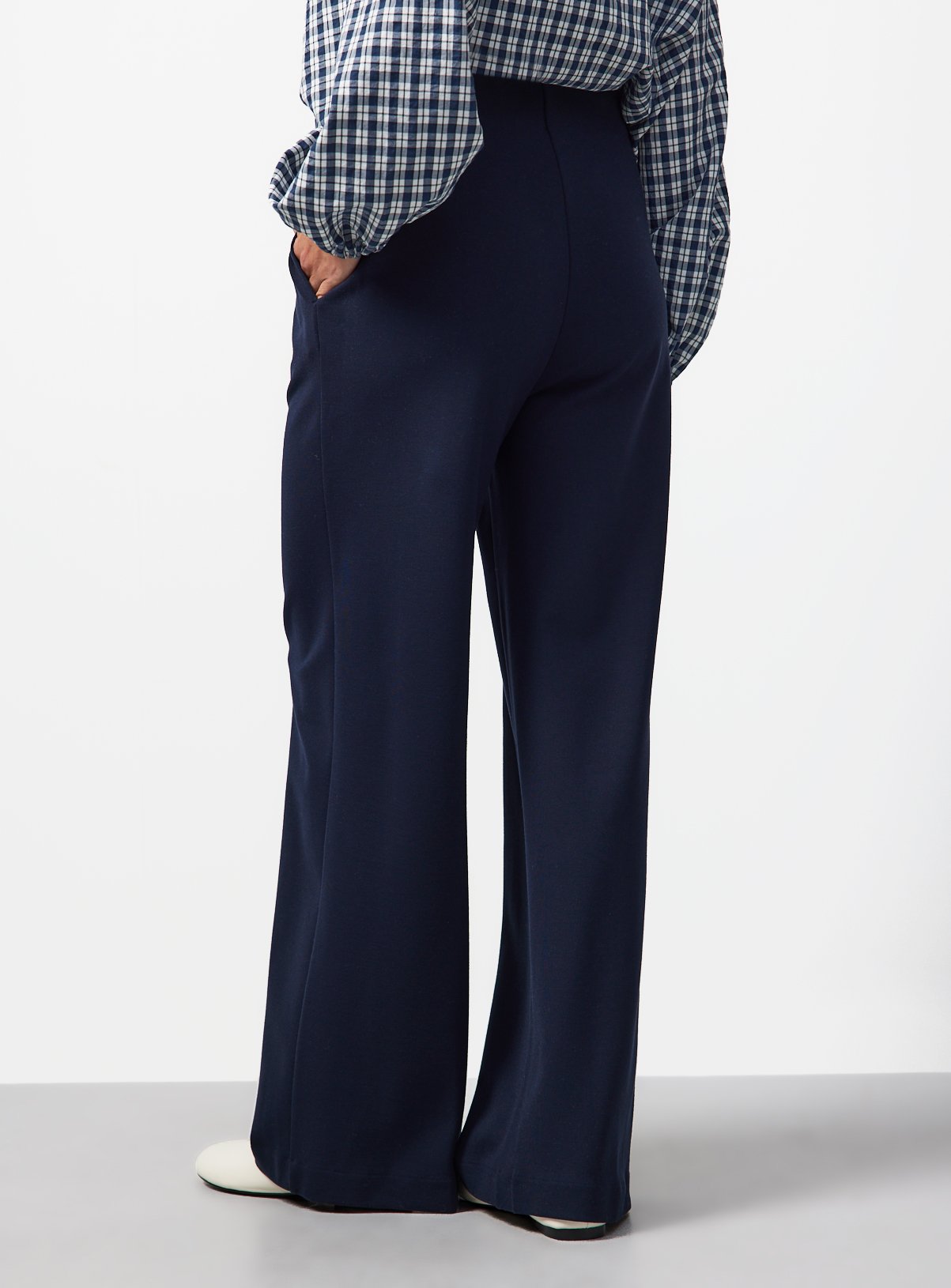 Navy Ponte Wide Leg Trousers 20L - Image 4 thumbnail