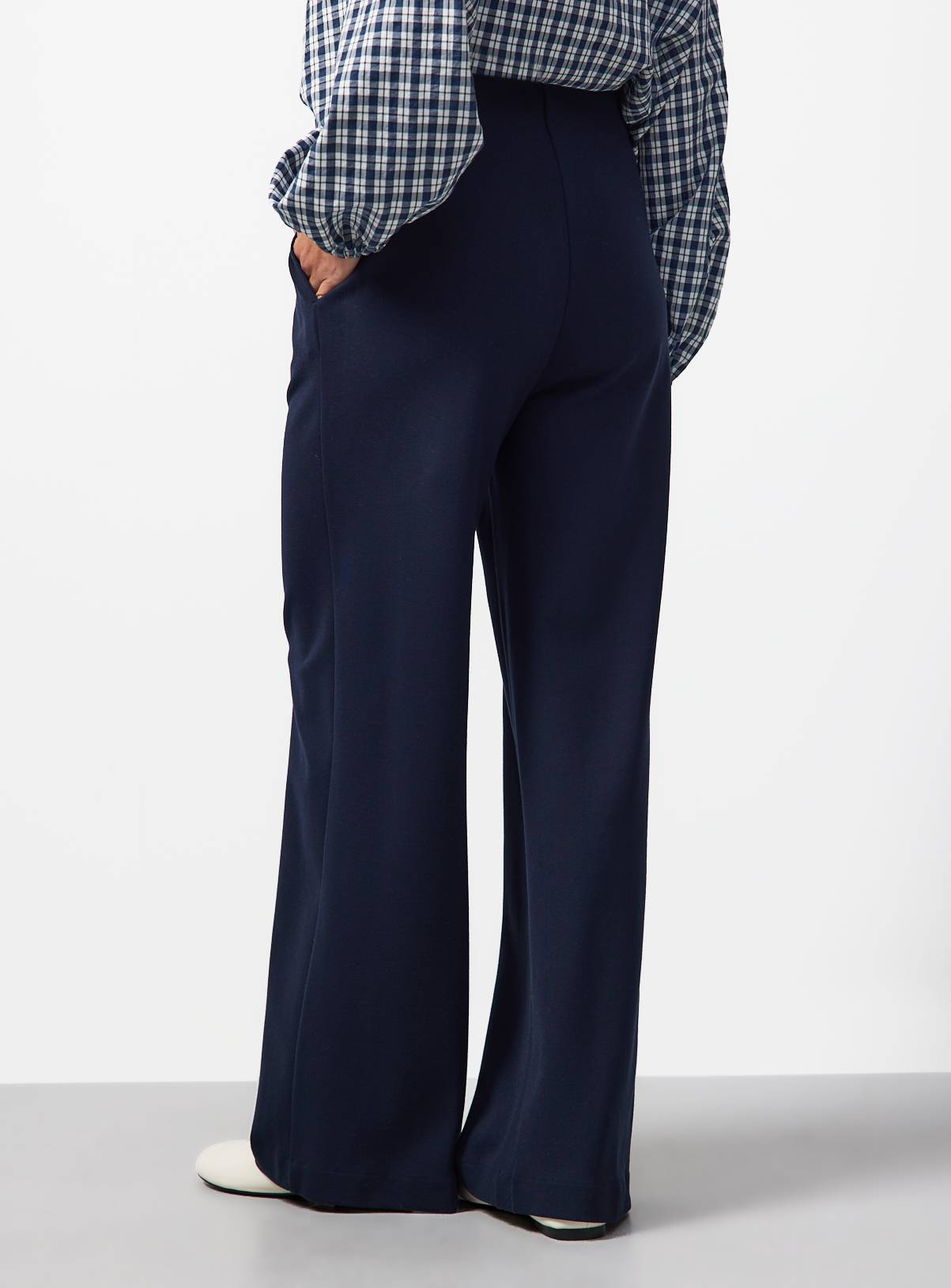 Navy Ponte Wide Leg Trousers 20L - Image 4