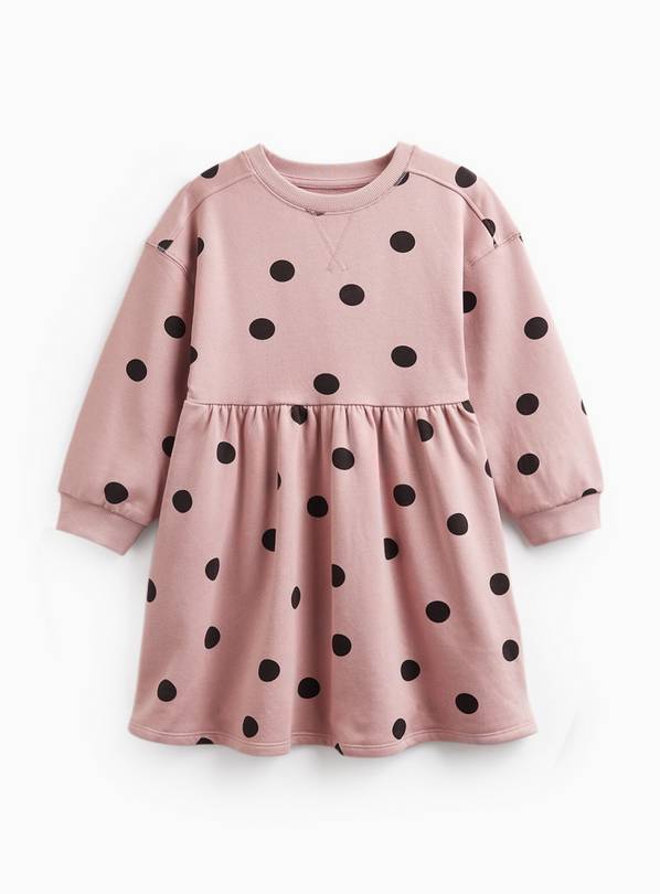 Pink Polka Dot Sweatshirt Dress 5-6 years