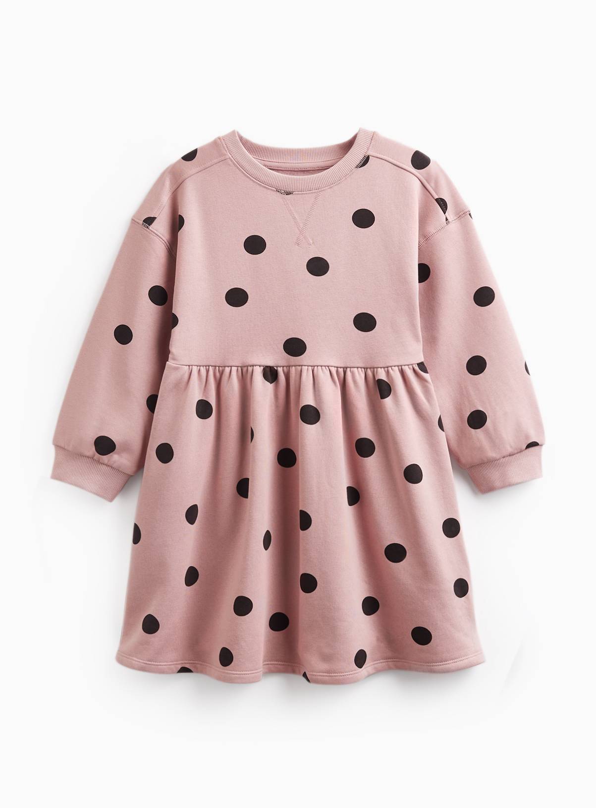 Pink Polka Dot Sweatshirt Dress 3-4 years - Image 1