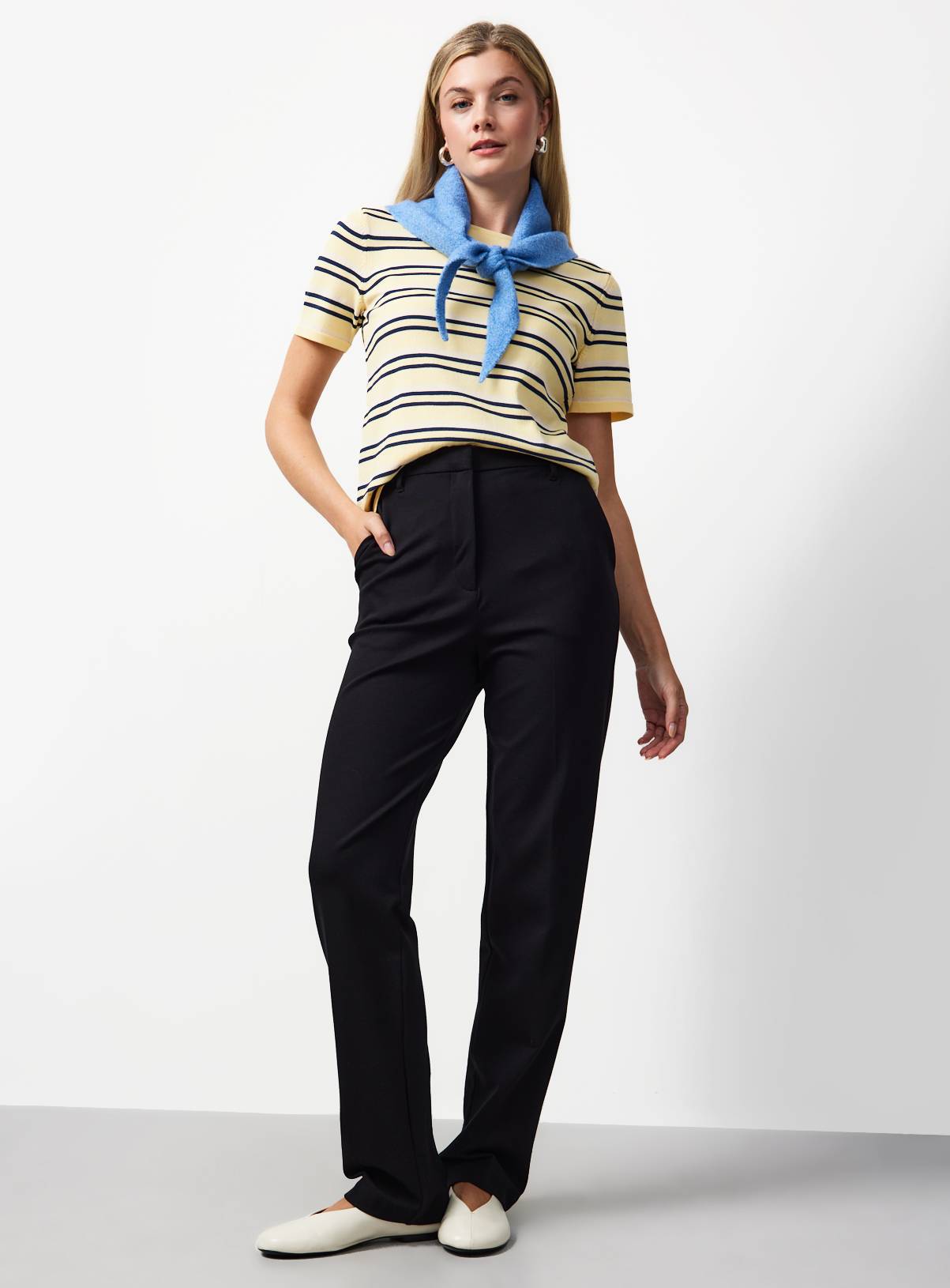 Black Ponte Straight Leg Trousers 10R - Image 2