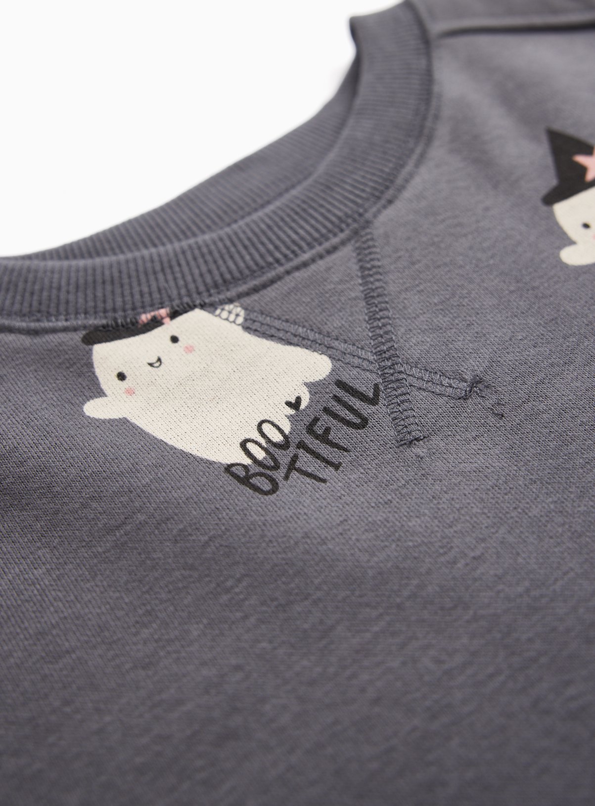 Grey Halloween Ghost Print Sweatshirt Dress 5-6 years - Image 2 thumbnail