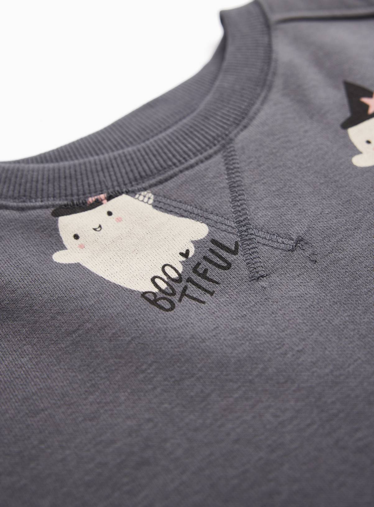Grey Halloween Ghost Print Sweatshirt Dress 5-6 years - Image 2