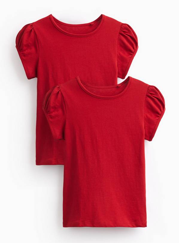 Red Puff Sleeve T-Shirt 2 Pack 9 years
