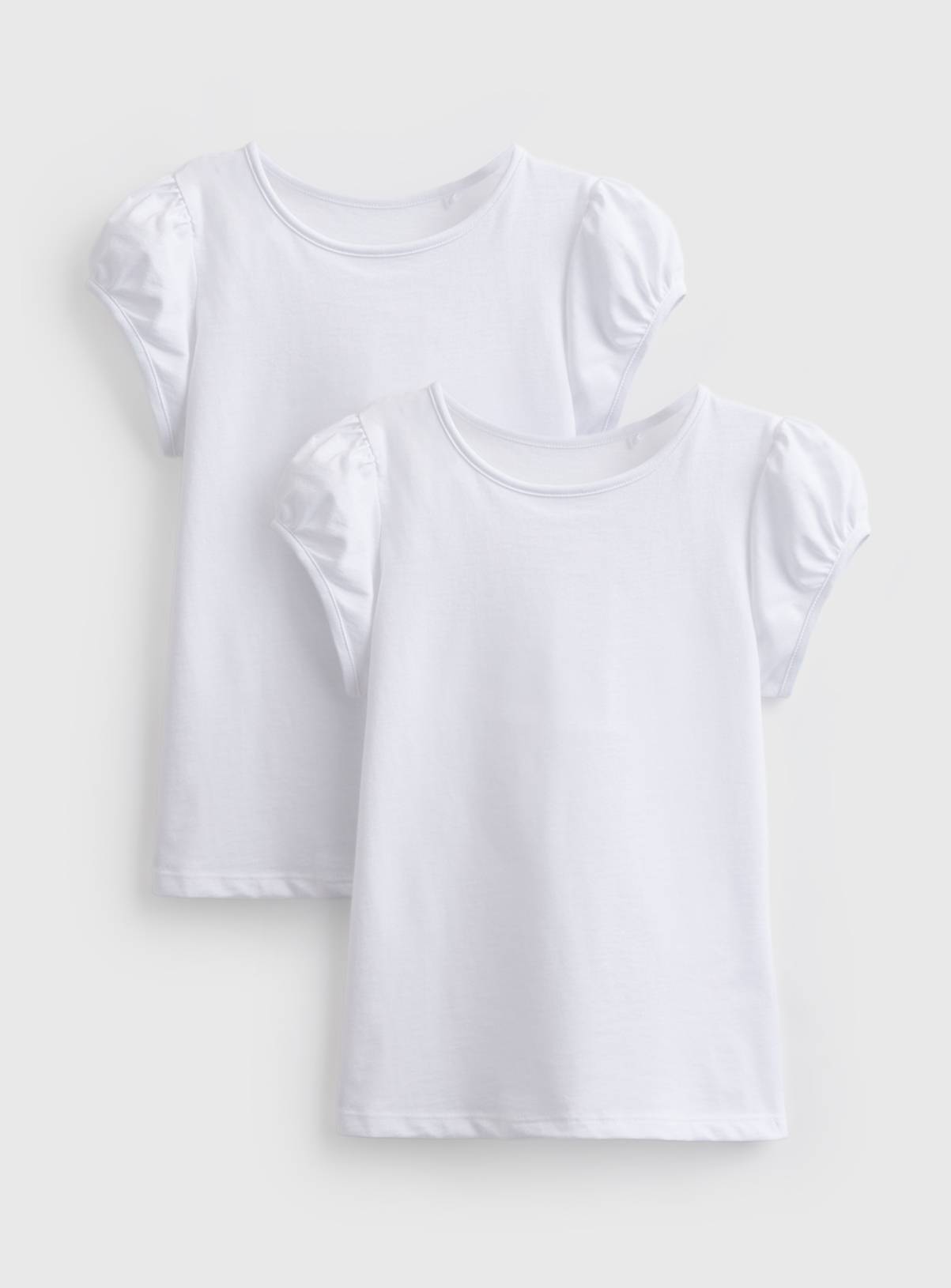 White Puff Sleeve T-Shirt 2 Pack 11 years - Image 1
