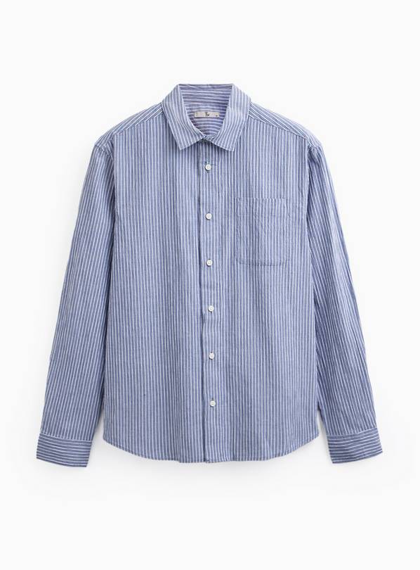 Navy Blue Stripe Seersucker Shirt XXL