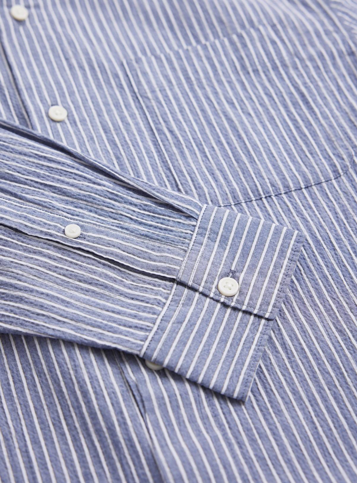 Navy Blue Stripe Seersucker Shirt XL - Image 4
